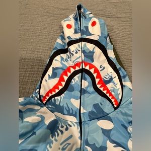 Blue and White Camo Shark Full Zip Hoodie